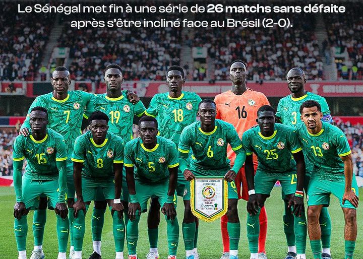 Chuỗi 26 trận bất bại của Senegal đã bị Brazil chấm dứt với trận thua gần nhất vào tháng 9/2023.